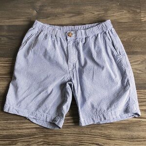 Chubbies Mens Seersucker Cotton Shorts Blue Stripe 7” Medium